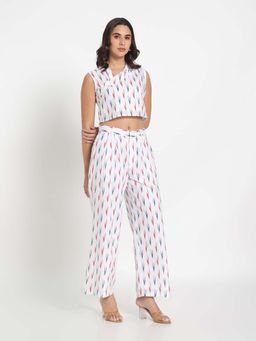 KAMLIE - White Printed Cotton Co-Ord Set