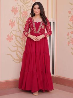 Odette - Pink Embroidered Georgette Dress