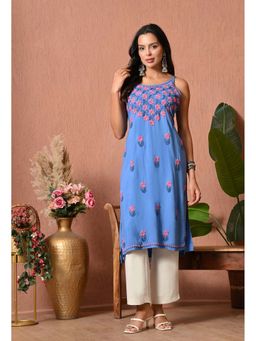 SYRISH - Blue Embroidered Rayon Kurta