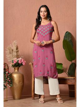 SYRISH - Pink Embroidered Rayon Kurta