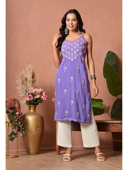 SYRISH - Purple Embroidered Rayon Kurta