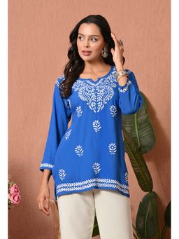 SYRISH - Blue Embroidered Rayon Kurti