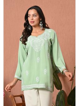 SYRISH - Green Embroidered Rayon Kurti