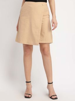 FableStreet - Beige Pure Cotton Skort