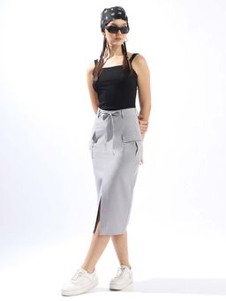 Hubberholme - Grey Polyester Blend Skirt