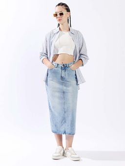 High Star - Blue Cotton Skirt