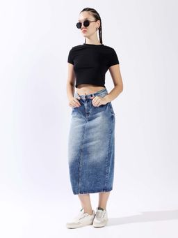 High Star - Blue Cotton Skirt