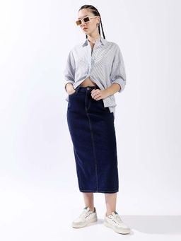 High Star - Blue Cotton Skirt