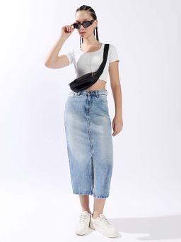 High Star - Blue Cotton Skirt
