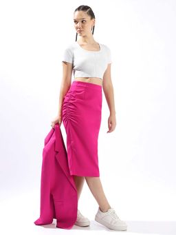 High Star - Magenta Polyester Blend Skirt