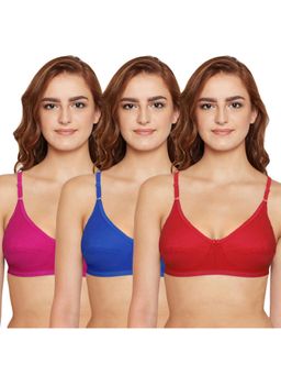 Bodycare - Full Coverage, Non Padded Bra in Solid Color in Pack of 3-6817 - Multi-Color