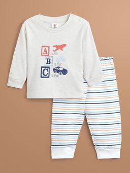 Hopscotch - 2-Piece Off White Pure Cotton T-Shirt and Pyjama