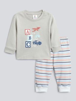 Hopscotch - 2-Piece Grey Pure Cotton T-Shirt and Pyjama