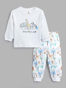 Hopscotch - 2-Piece Pure Cotton White T-Shirt and Pyjama