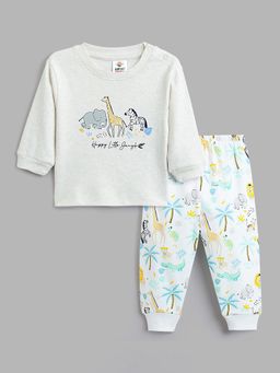 Hopscotch - 2-Piece Pure Cotton Off White T-Shirt and Pyjama