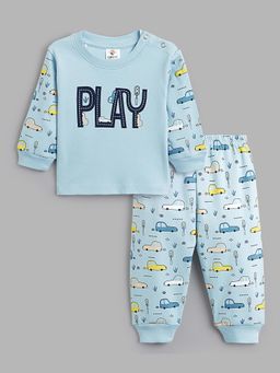Hopscotch - 2-Piece Blue Pure Cotton T-Shirt and Pyjama