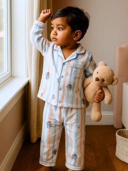 The Boo Boo Club - Unisex Multicolor Cotton Muslin Printed Nightsuit for Baby