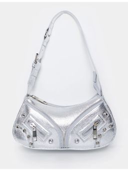 PUBLIC DESIRE - The Candice Zip Detailed Silver Croc Handbag