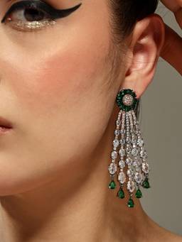VENI - Green 92.5 Silver Plated Oxidized Earrings