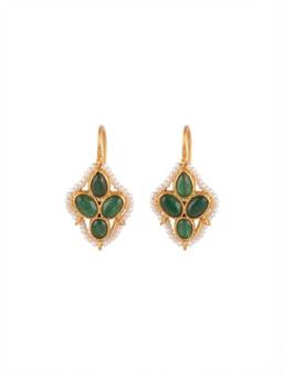 VENI - Green Brass Gold-Plated Earrings