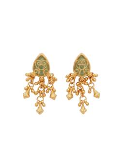 VENI - Green Brass Gold-Plated Earrings
