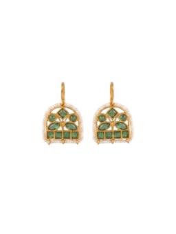 VENI - Green Brass Gold-Plated Earrings