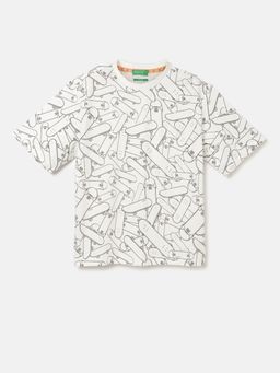 United Colors of Benetton - Boxy Fit Round Neck Printed T-Shirt