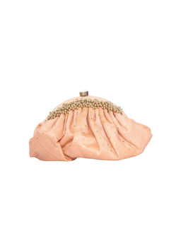 5 Elements by Radhika Gupta - Peach Embellished Clutch With Sling