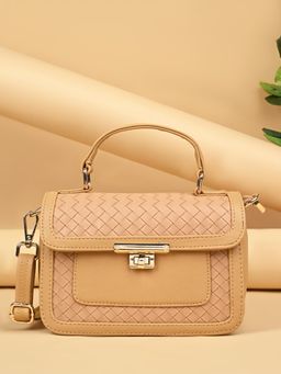 ROCIA - By Regal Mustard Women Woven Sling Bag With Detachable Strap