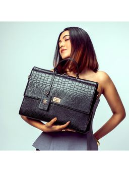 Strokes by Namrata Mehta - The Compact Laptop Bag With Detachable Strap - Black