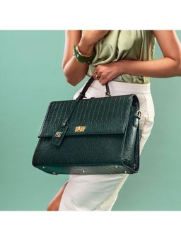 Strokes by Namrata Mehta - The Compact Laptop Bag With Detachable Strap - Green