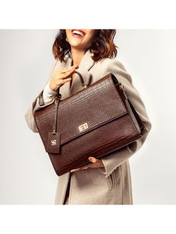 Strokes by Namrata Mehta - The Compact Laptop Bag With Detachable Strap - Brown
