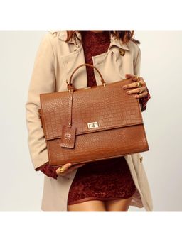 Strokes by Namrata Mehta - The Compact Laptop Bag With Detachable Strap - Brown