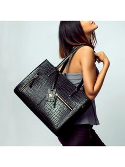 Strokes by Namrata Mehta - Charcoal Chic Amira Tote Bag with Detachable Strap