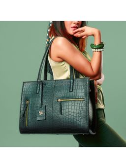 Strokes by Namrata Mehta - Emerald Elegance Amira Tote Bag with Detachable Strap