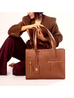 Strokes by Namrata Mehta - Mocha Elegance Amira Tote Bag with Detachable Strap
