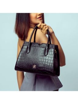 Strokes by Namrata Mehta - Charcoal Chic Poise Handbag with Detachable Strap
