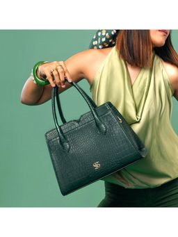 Strokes by Namrata Mehta - Emerald Elegance Poise Handbag with Detachable Strap