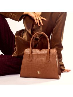 Strokes by Namrata Mehta - Mocha Elegance Poise Handbag with Detachable Strap