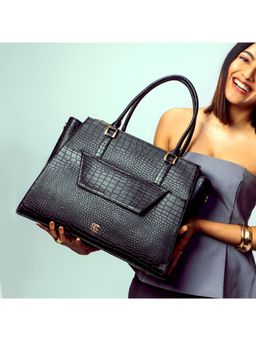 Strokes by Namrata Mehta - Charcoal Chic Grande Tote Bag with Detachable Strap