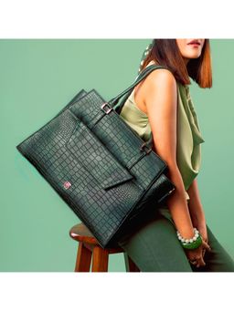 Strokes by Namrata Mehta - Emerald Elegance Grande Tote Bag with Detachable Strap
