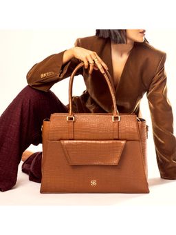 Strokes by Namrata Mehta - Mocha Elegance Grande Tote Bag with Detachable Strap