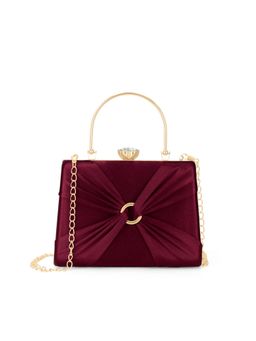 Lavie - Womens Misha Handle Frame Clutch With Detachable Strap - Maroon (S)