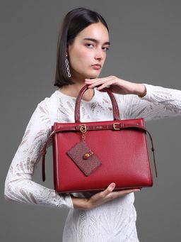 Kazo - Women Evelyn Tote Bag With Detachable Strap - Burgundy (M)