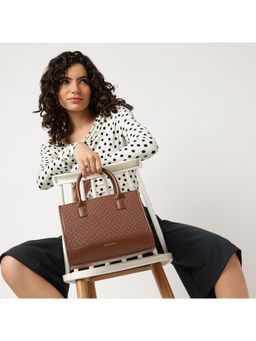 Fastrack - Lattice Brown Satchel Bag With Detachable Strap