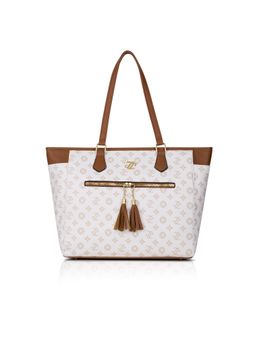 Lavie Signature - Knoxville Monogram Tote Bag - Beige (L)