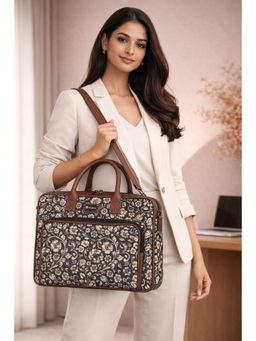 Sibia Bags - Kashmiri Kashidakari Laptop Bag With Detachable Strap