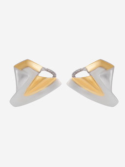 Shaze - Gold Rhodium-Plated American Diamond Symphonic Stud Earrings For Women