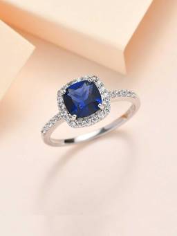 Ornate Jewels - Blue Sterling Silver Rhodium Plated Ring