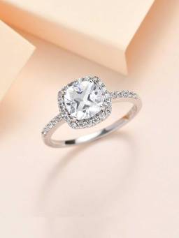 Ornate Jewels - White Sterling Silver Rhodium Plated Ring